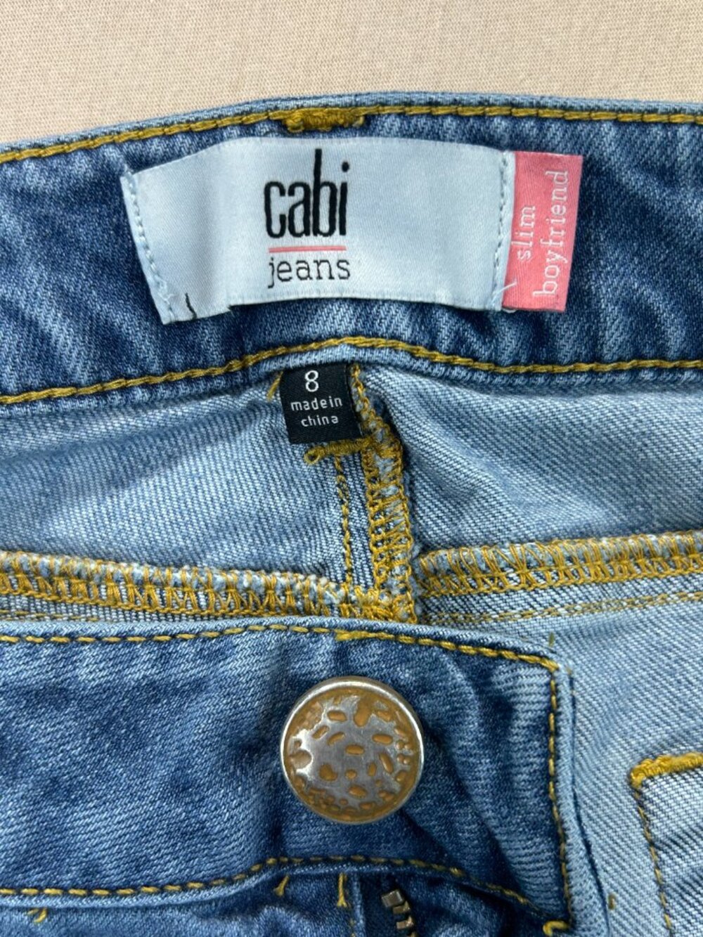 Cabi Jeans Womens Size 8 Blue Denim Low Rise Slim Boyfriend Distressed Stretch